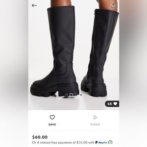 Chunky knee high boots. Matte black